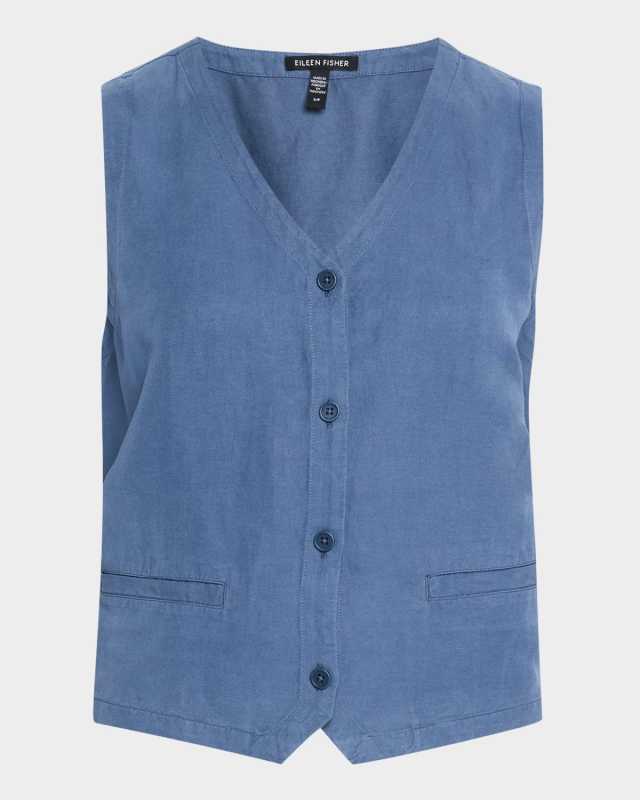 Linen-Silk Twill Vest